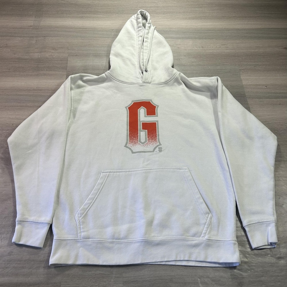 Stitches Hoodie Mens Large White SF Giants G Logo Fleece Pullover MLB Sweatshirt
